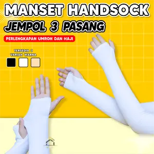 ANP88 - 3 Pasang Manset Handsock Model Jempol Perlengkapan Umroh Dan Haji Tersedia 3 Pilihan Warna Ukuran All Size Anti Melorot Dan Nyaman Dipakai