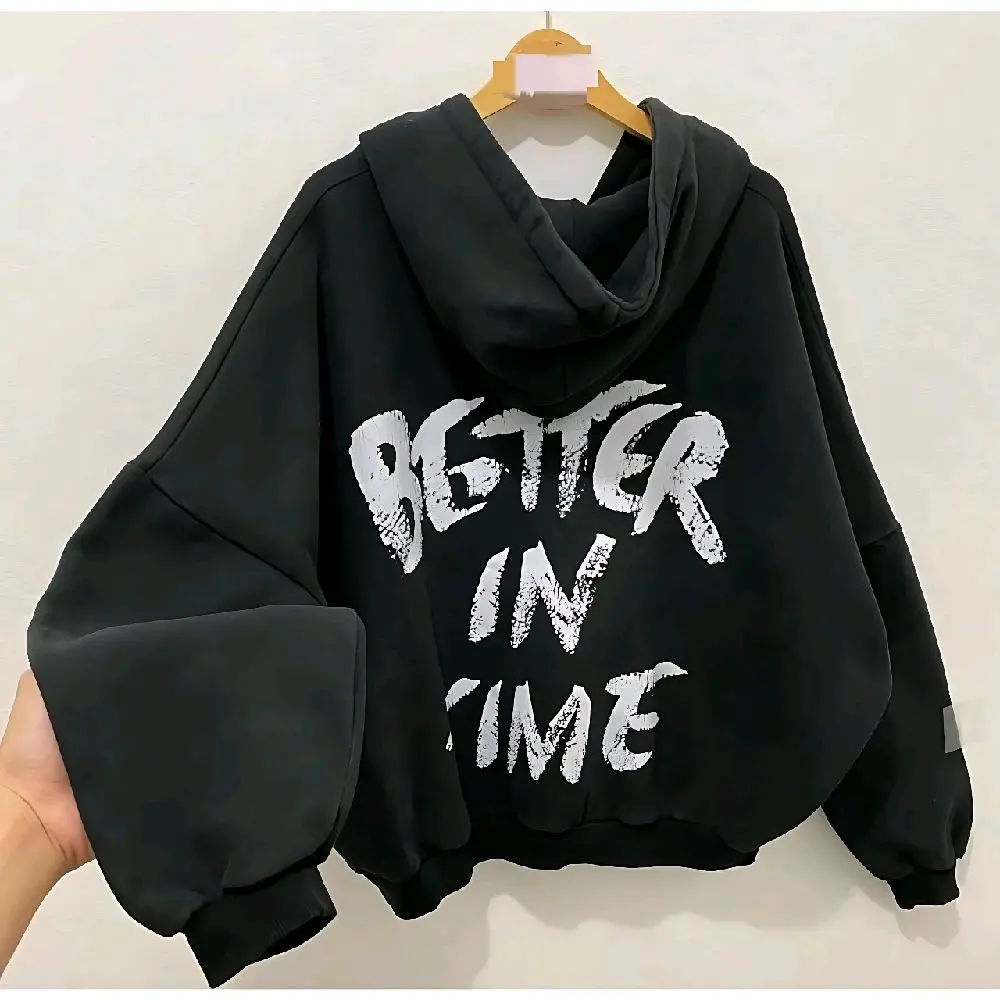 sweater ziper better in time hoodie oversize hoodie  boxy zip zipper jaket still high white fox hoodies stargirl 878 Wanita Fleece Jumper