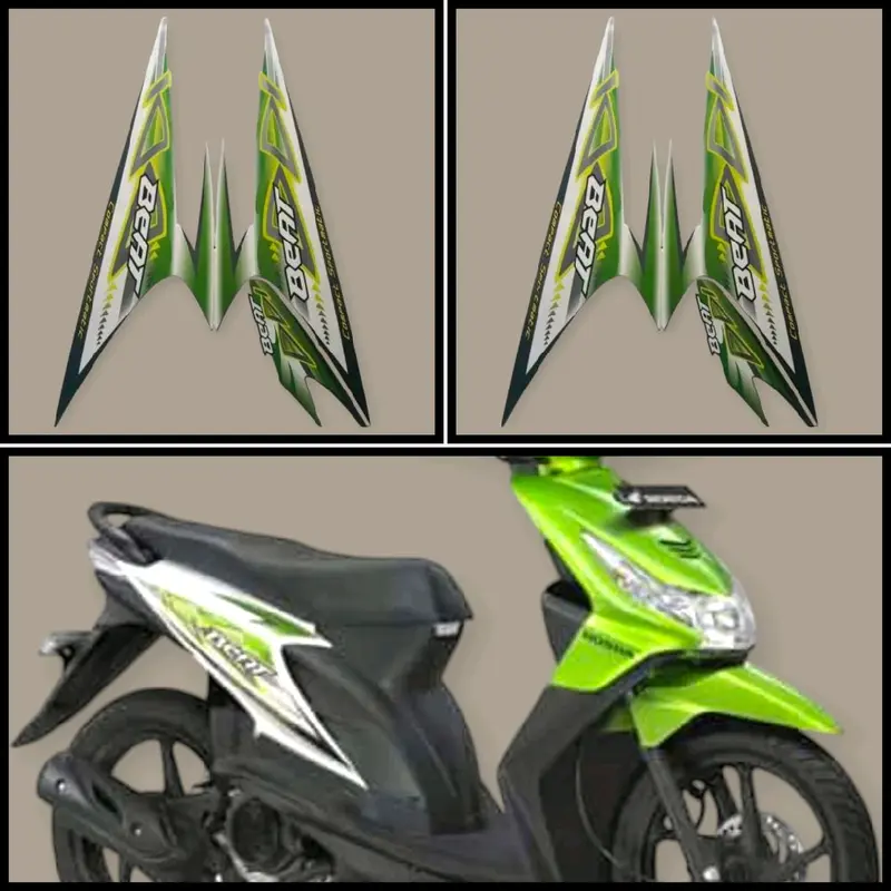 STIKER STRIPING MOTOR BEAT KARBU 2012 PUTIH HIJAU Motorcycle 1