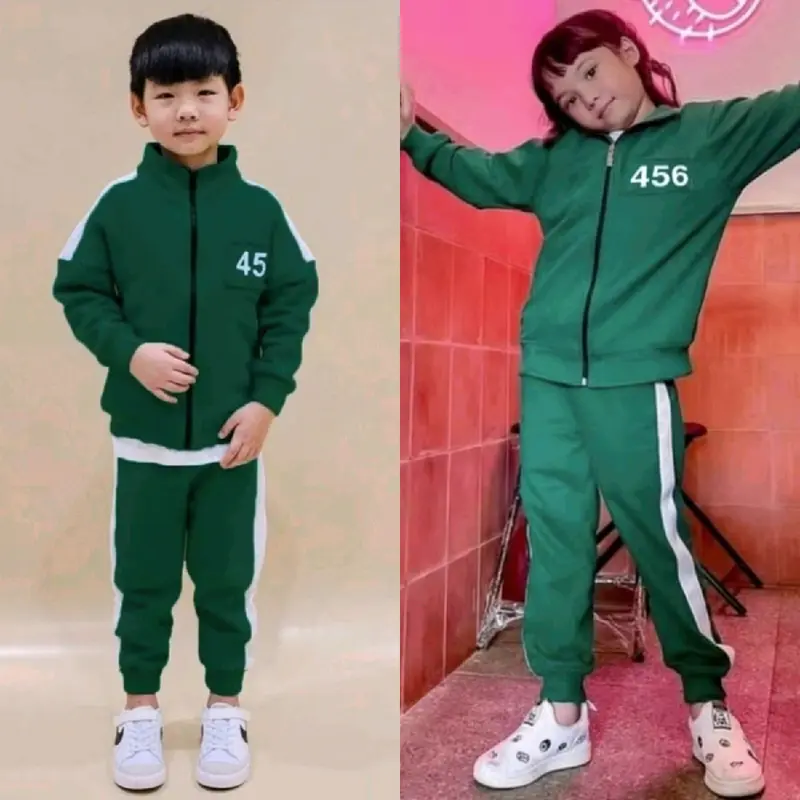 Squid Game 2 Setelan Jaket Resleting Anak Viral Terbaru 1-12 Tahun Fashion Anak-Anak Parsel 3