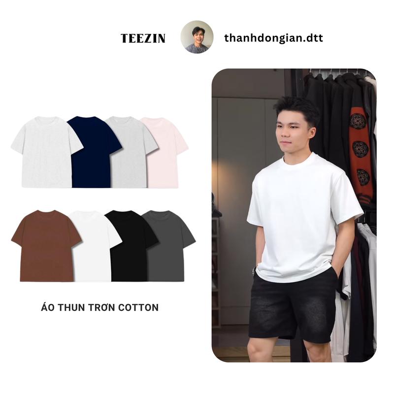 [ Độc quyền TEEZIN X  Thành Đơn Giản ]  Áo Thun Trơn Cotton  TEEZIN  Full Color Cổ Tròn Nam Nữ form rộng - tz136
