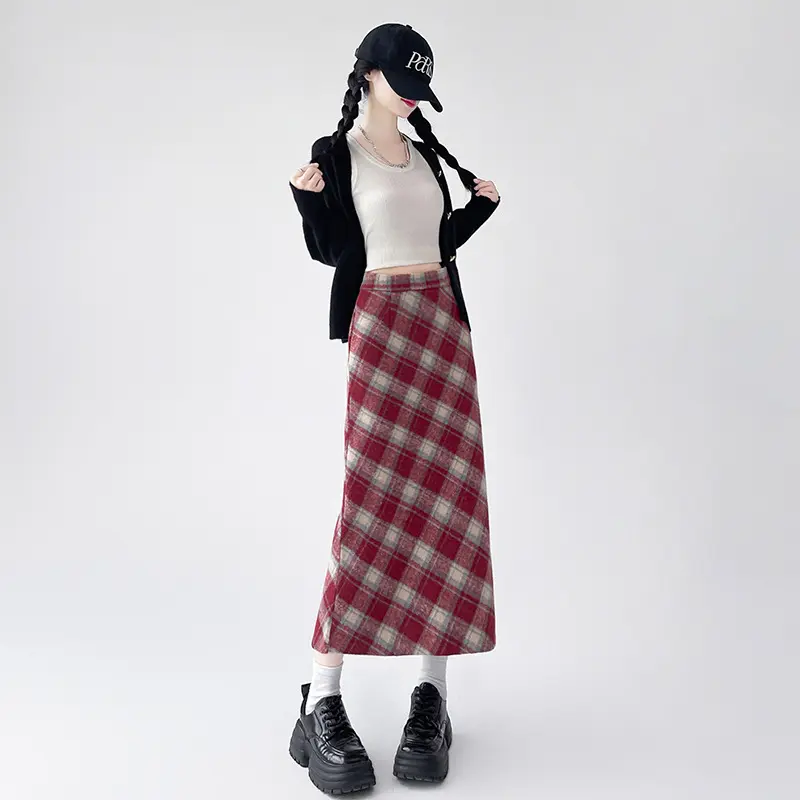 TINO TINO - Rok Highwaist Flare Plaid H1621 Skirt Higwaist Pattern Korean style Casual Kain Nyaman Simple 8