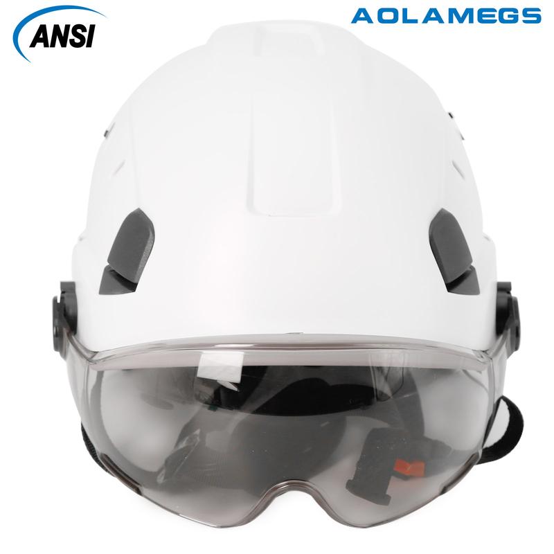 AOLAMEGS CE Construction Safety Helmet with Black Sunglasses Goggles,Safety Protection,Outdoor Mountain Climbing Rescue Construction Site,Waterproof, Sweatproof, Shockproof,Adjustable Size 7