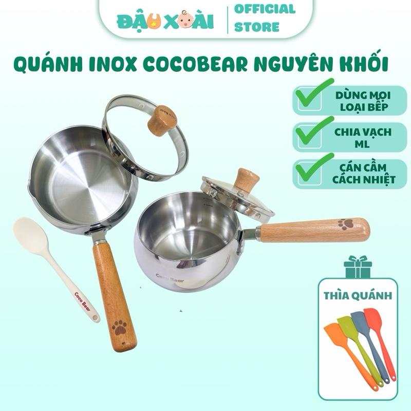 [Tặng thìa quánh] Nồi quánh inox đúc nguyên khối Coco Bear inox 304 cán gỗ chế biến đồ ăn dặm cho bé Đậu Xoài shop