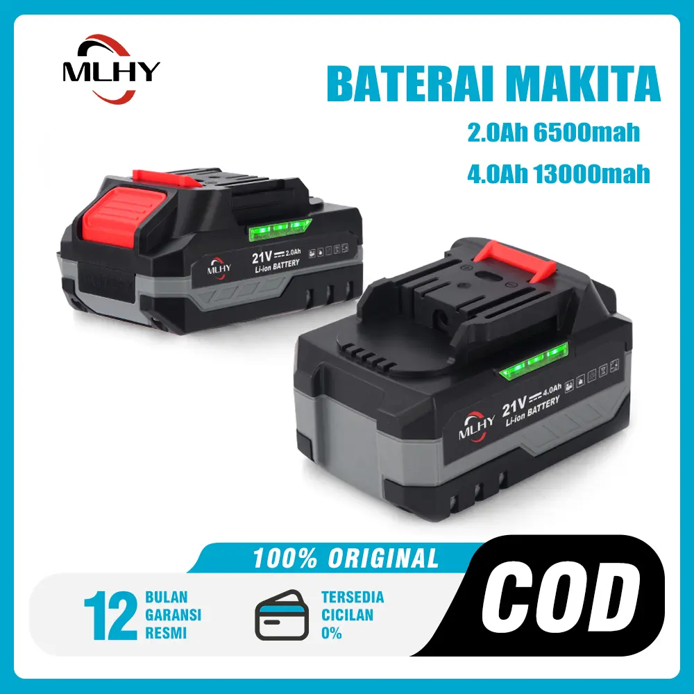 MLHY Baterai Makita cocok untuk bor listrik, obeng, kunci impact, gerinda sudut, rotary hammer, demolition hammer, gergaji, alat potong, mesin pemotong rumput, pencahayaan, pompa udara, dan kipas angin.