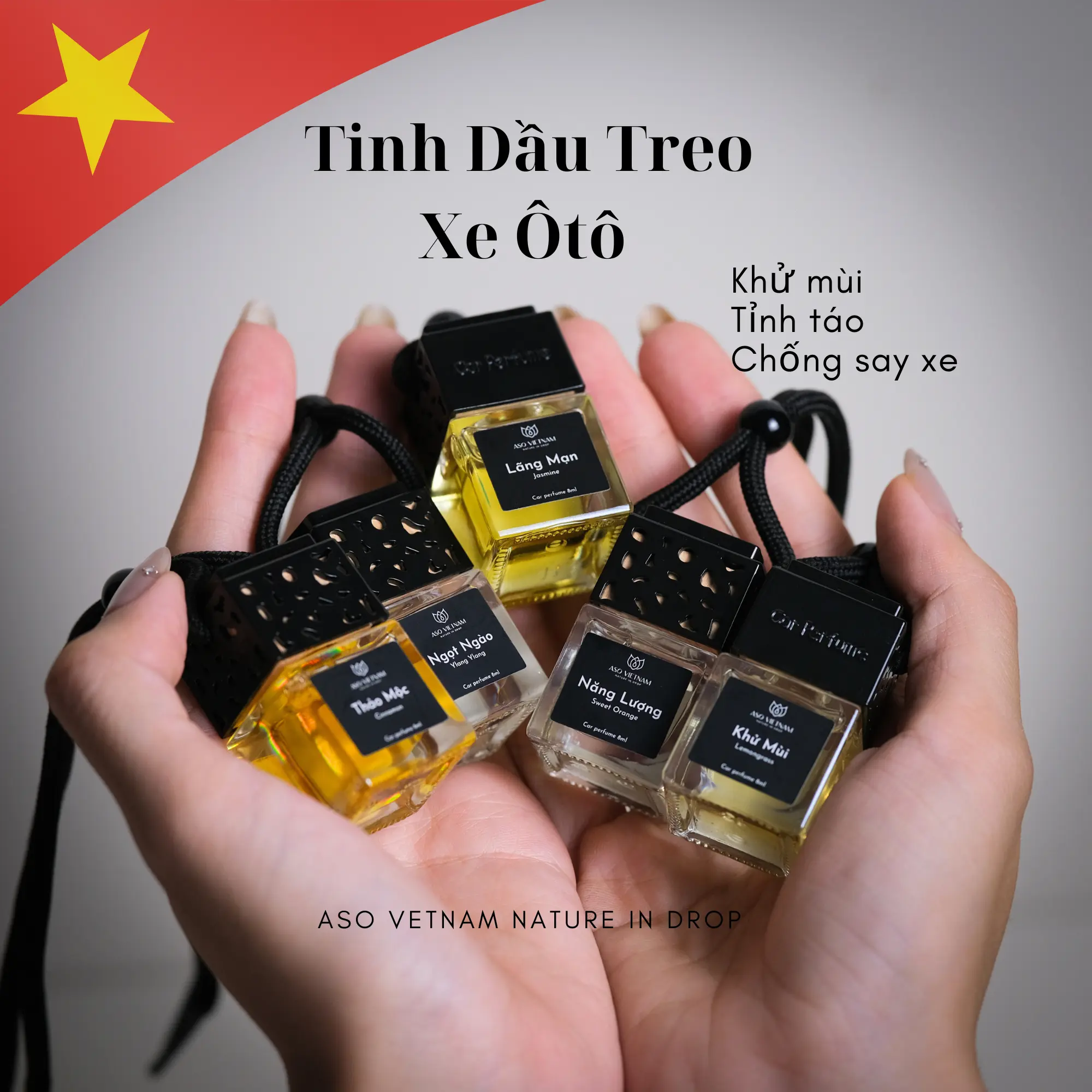 Tinh Dầu Treo xe Ôtô ASO Việt Nam [Chai Treo Sang Trọng] - Thiên Nhiên Nguyên Chất, Nhập Khẩu Có Kiểm Nghiệm COA - Treo Xe Ô tô, Tủ Quần Áo, Nhà Vệ Sinh