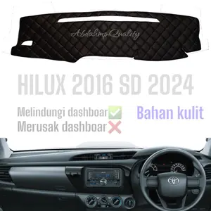 Cover Alas Pelindung Dashboard Mobil Hilux 2016 sd 2024 Bahan Kulit motif Wajik Car Aksesoris