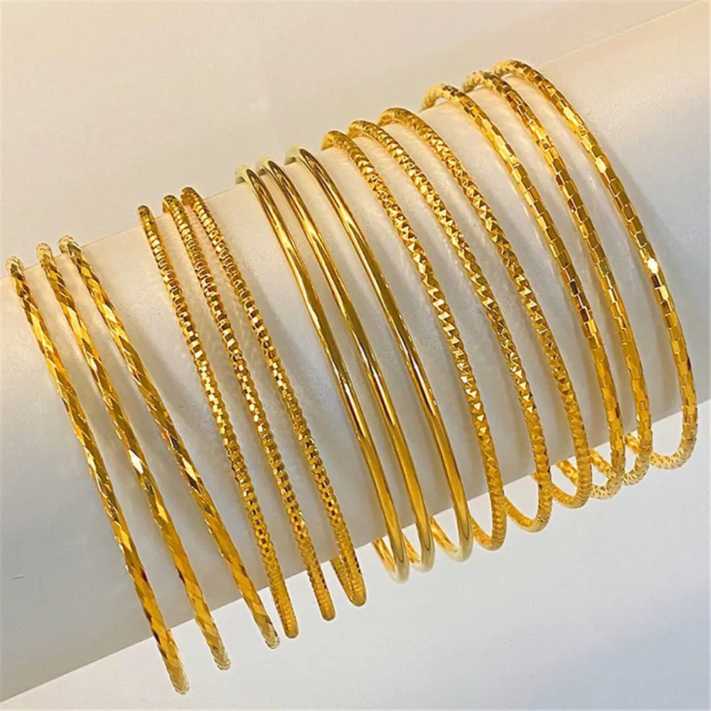 สร้อยข้อมือ 24K สำหรับผู้หญิง เครื่องประดับแฟชั่น เครื่องประดับเครื่องแต่งกาย สร้อยข้อมือบางมาก