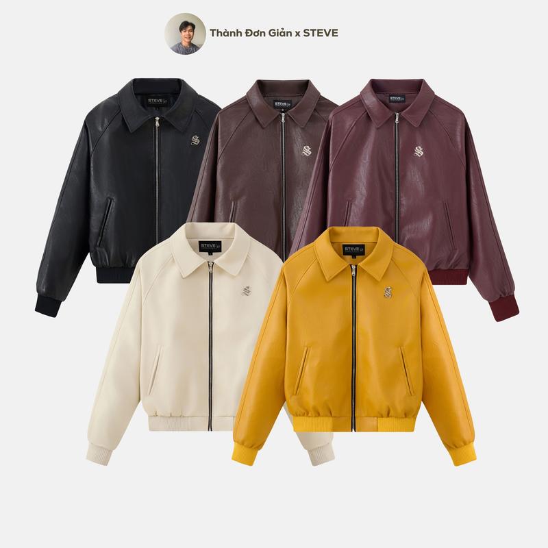   TDG x STEVE   Áo khoác da khoá zip STEVE URBANIA chất liệu da simili nhập khẩu Nam nữ mặc đều đẹp Áo khoác da cao cấp kèm tag kim loại - AK09 