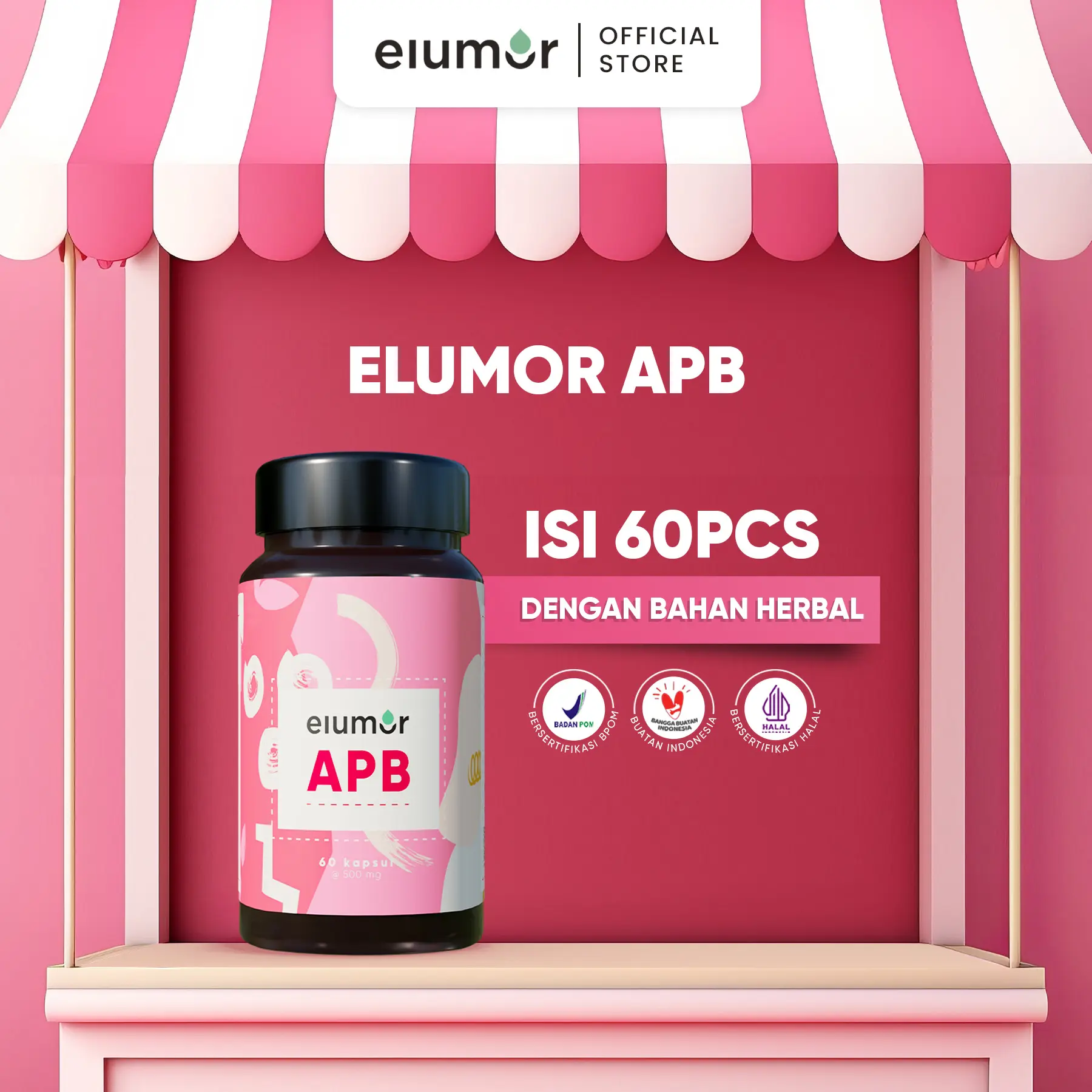 ELUMOR APB Isi 60pcs/ Buah Garcinia/ Daun Teh Hijau/ Rimpang Kunyit/ Ekstrak Lidah Buaya/ Akar Bangle/ Daun Kemuning