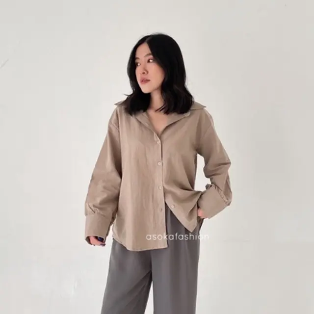 ASOKA Liza Shirt 550 - Kemeja Linen Basic Shirt - Kemeja Wanita Kemeja Polos 6