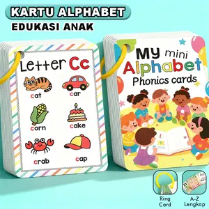 Kartu Alphabet Edukasi Anak My Mini Alphabet Phonics Cards Huruf A–Z Bergambar Ring Pengikat BU-1112
