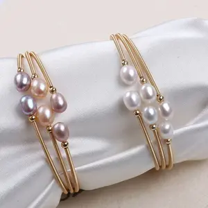 Gelang Wanita Pesta Murah Mutiara Air Tawar Asli Lombok Gelang Bangle Wire simpel Elegan