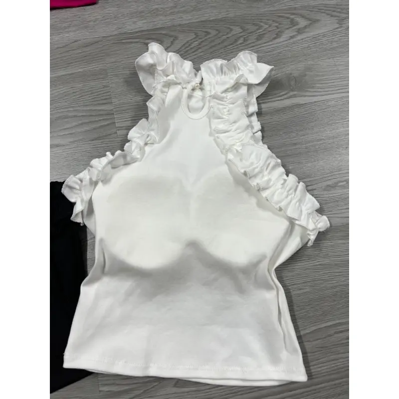 ÁO 3 LỖ YẾM PHỐI BÈO CÓ KÈM MÚT ĐỆM FOM CROPTOP Nữ 7