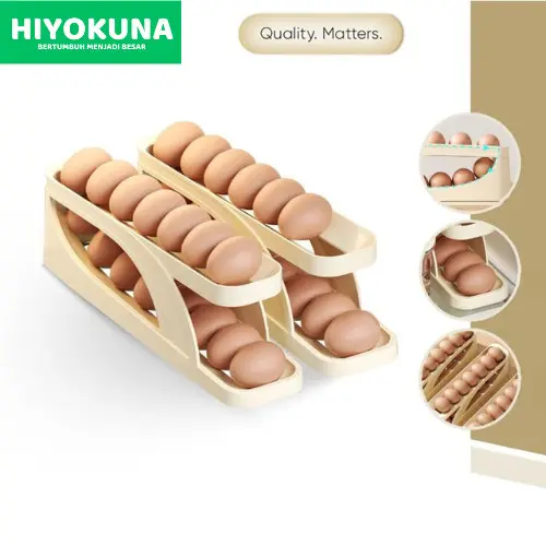 Rak Telur 2 Tingkat E15 / Egg Tray / Tempat Penyimpanan Telur Minimalis / Egg Storage Organizer / Rak Telur guling / telur guling / Rank 5