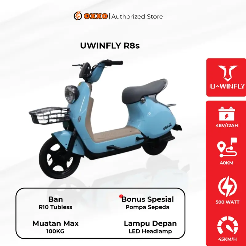Sepeda Listrik U-Winfly R8s 500W 48V/12AH - Garansi Resmi - Kecepatan Max 40km/h - Smart Key System NFC - Cakram 1