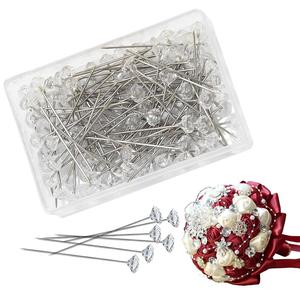 Alfiler para ramo de flores, 200 piezas de alfileres rectos transparentes con imitación de diamante, ideales para bodas, ramos de novia, joyería y accesorios para el cabello