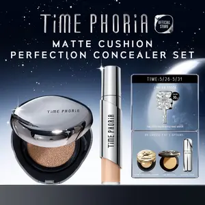[Buy 2 Get 3!]TIME PHORIA-Timeless Lumina Matte Perfection Cushion 11G & VALORA FIT PERFECTION CONCEALER 5ML SET|Oil-Control Waterproof Tahan Lama 12H LONG-LASTING BB Cream Bedak Padat Skin Tint Makeup