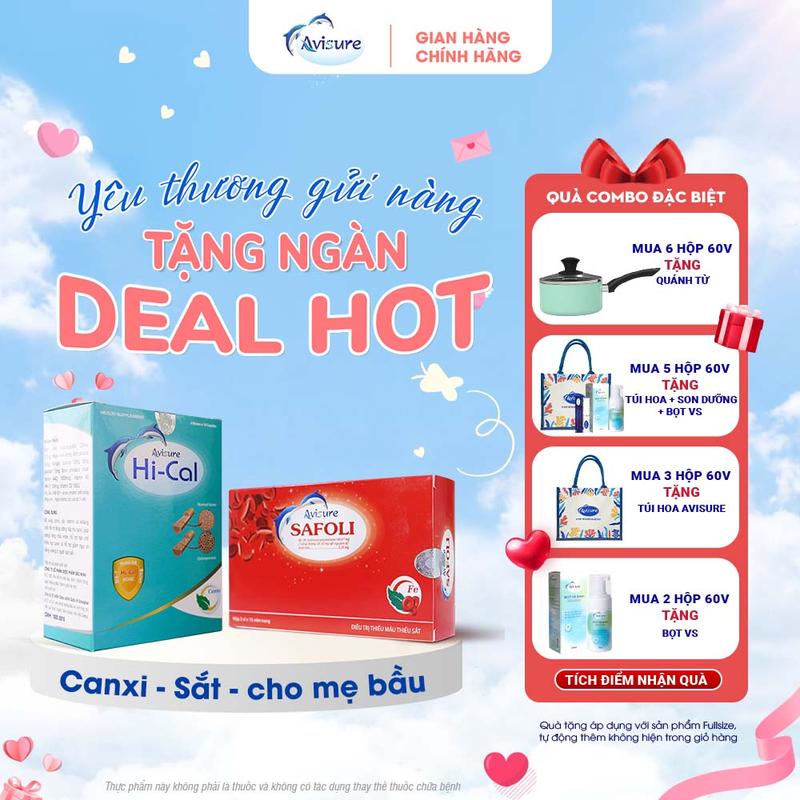 Bộ đôi SẮT CANXI hộp 60 viên giúp bổ sung sắt, canxi, acid folic cho mẹ bầu, mẹ sau sinh hỗ trợ dự phòng thiếu máu, hỗ trợ xương răng chắc khỏe