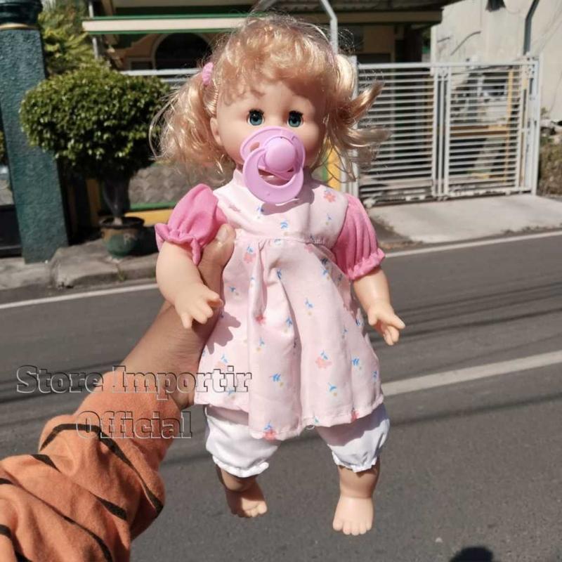 Mainan Boneka Elvira 638 S Plus Empeng Bisa Nangis Dan Bisa Bicara Mama Papa Lucu | Mainan Anak Perempuan Bisa Tertawa Mata Bisa Merem Melek | Mainan Boneka Bayi Pakai Baterai AA2 Kemasan Kardus Bahan Berkualitas 3