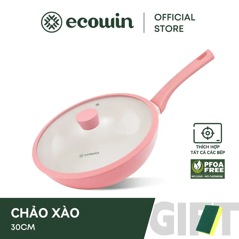 Chảo Nấu Ăn  Ecowin  Dòng Rừng  Lớp Phủ Đá Quạt Chính  Chống Dính  Có Nắp  Không Chứa PFOA Và PTFE  Thích Hợp Cho Tất Cả Bếp  Bao Gồm Bếp Ga Và Bếp Cảm Ứng 0