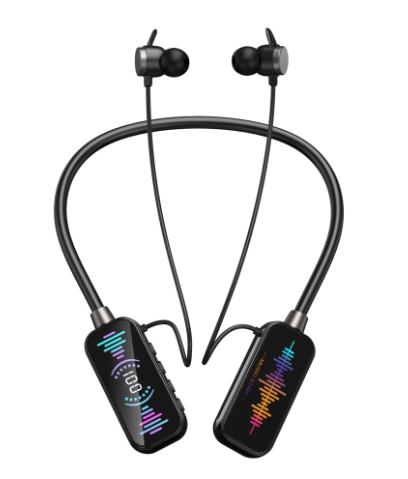 Tai nghe đeo cổ Bluetooth, BL360, không dây, chống thấm nước IPX5, với màn hình hiển thị kỹ thuật số, tai nghe