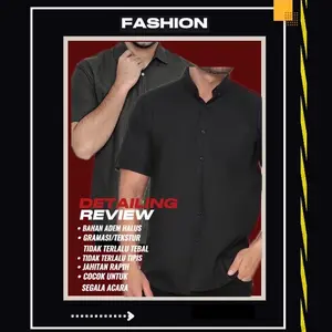 PAKET 2PCS CUMAN 50RIBU KEMEJA POLOS PRIA LENGAN PENDEK Bahan Original Cotton Model Reguler Fit Size Lokal