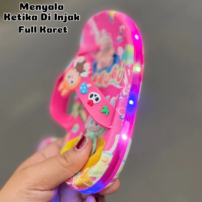 SANDAL JEPIT ANAK LED LABUBU LAMPU MENYALA KELAP KELIP LAKI LAKI PEREMPUAN SEO  Fashion  Karet 6