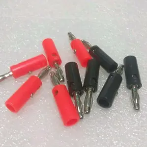 (5set=10buah) Jack Audio Banana pin Silver Merah+Hitam -Aksesoris Audio Connector