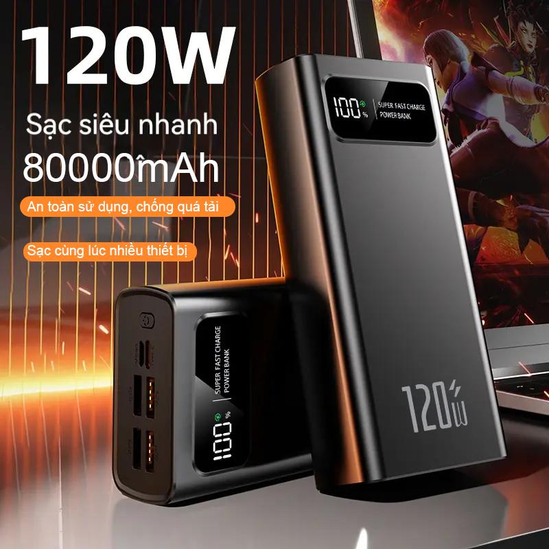 Sạc dự phòng 50000mAh/80000mAh 120W PD20W tích hợp cống sạc tiện[COD]