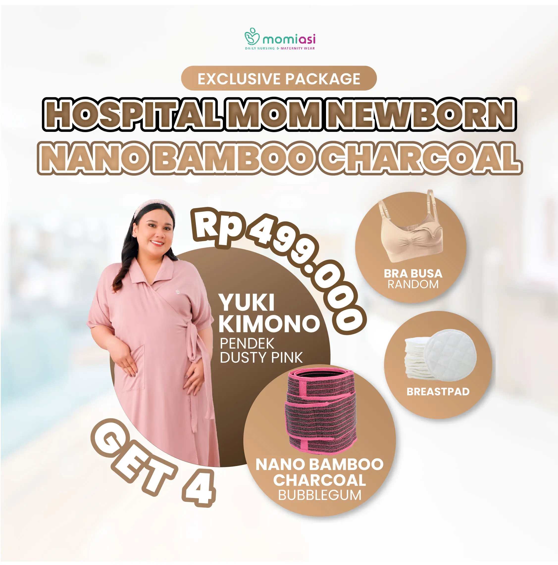 Momiasi - Moms Newborn Package Hospital Bag Nano Bamboo Charcoal - Perlengkapan Melahirkan