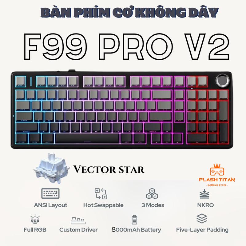  Bàn phím cơ không dây AULA F99 - Hỗ trợ hotswap - LED RGB nhiều chế độ - 3 mode kết nối tiện lợi 