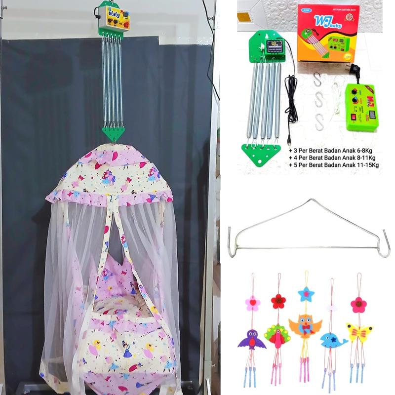 Product Introduction of Paket Lengkap Ayunan Bayi + Mesin Ayunan Listrik dan Per 5 + Hanger Segitiga + Gantungan Mainan 1
