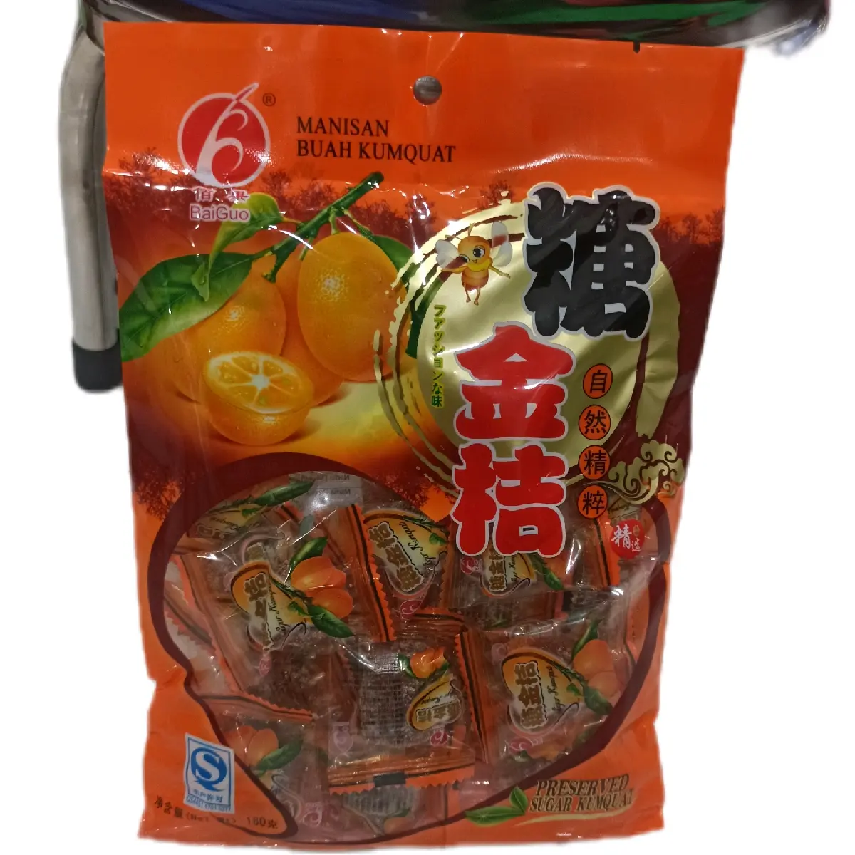 BaiGuo Bai Guo Manisan Buah Jeruk Kumquat Individual Pack 180g
