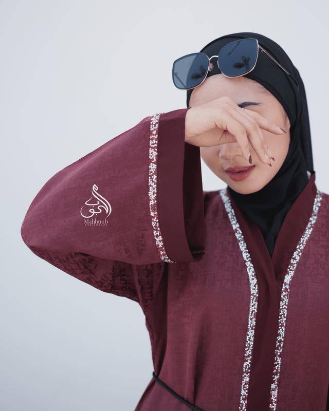 Syamila Abaya Outer Turkey Bahan Jaguard Premium Kombinasi Renda Dress Arab Saudi Mahbuub Collection 977 5