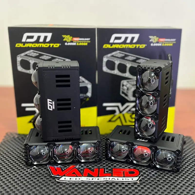 DUROMOTO X3 Sepasang 2 Lampu X 3 Lampu Mini Laser Projie LED 3 Mata Foglamp Motor Touring ADV 75 WATT 2