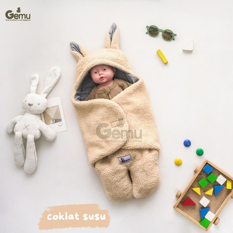 GEMU Selimut Bayi Bedong Blanket Instan Sherpa Bulu Domba Tebal Karkakter Kaki Premium Newborn 6