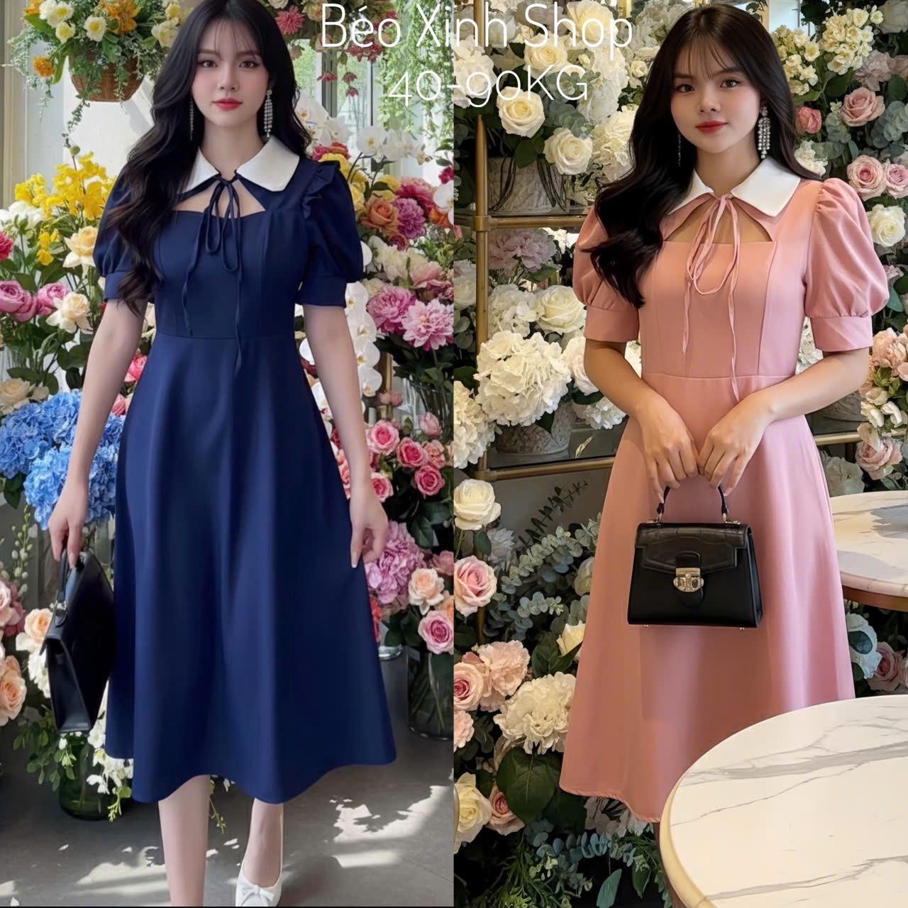 Thời Trang Bigsize Váy Dự Tiệc Cao Cấp Thanh lịch 50 - 100Kg Nữ Cotton Women Dress - A.1046