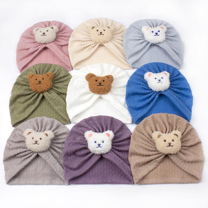 Mũ Turban Hình Gấu Dễ Thương Cho Bé Mũ Cotton Mềm Thoáng Khí Cho Trẻ Sơ Sinh Bé Trai Và Bé Gái Mũ Len