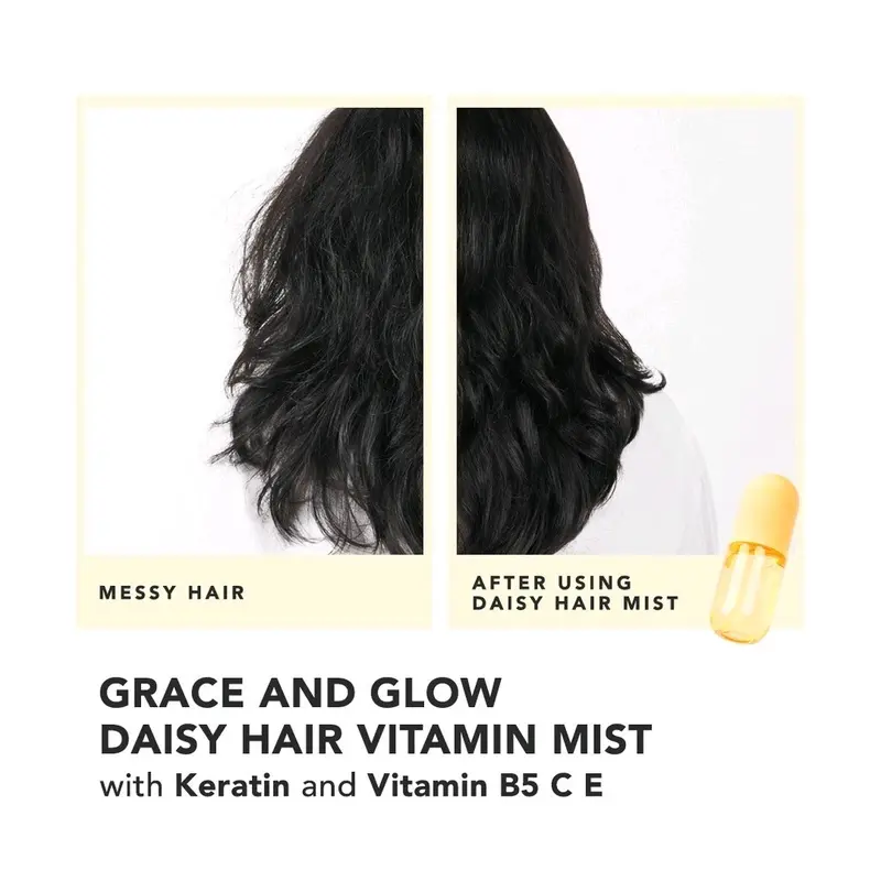 Grace and Glow Hair Vitamin Mist | Daisy | Haircare Perawatan/Treatment Rambut Spray untuk Melembutkan Rambut Kering dan Bercabang with Argan Oil 1