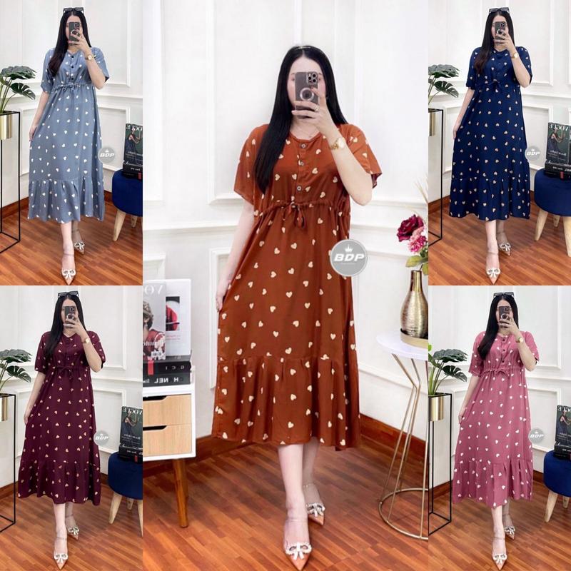 DASTER HARIAN-Daster Premium Model Lowo LD 130 cm Bahan Rayon Adem Resleting Depan Busui Bumil Daster Ibu Ibu 6