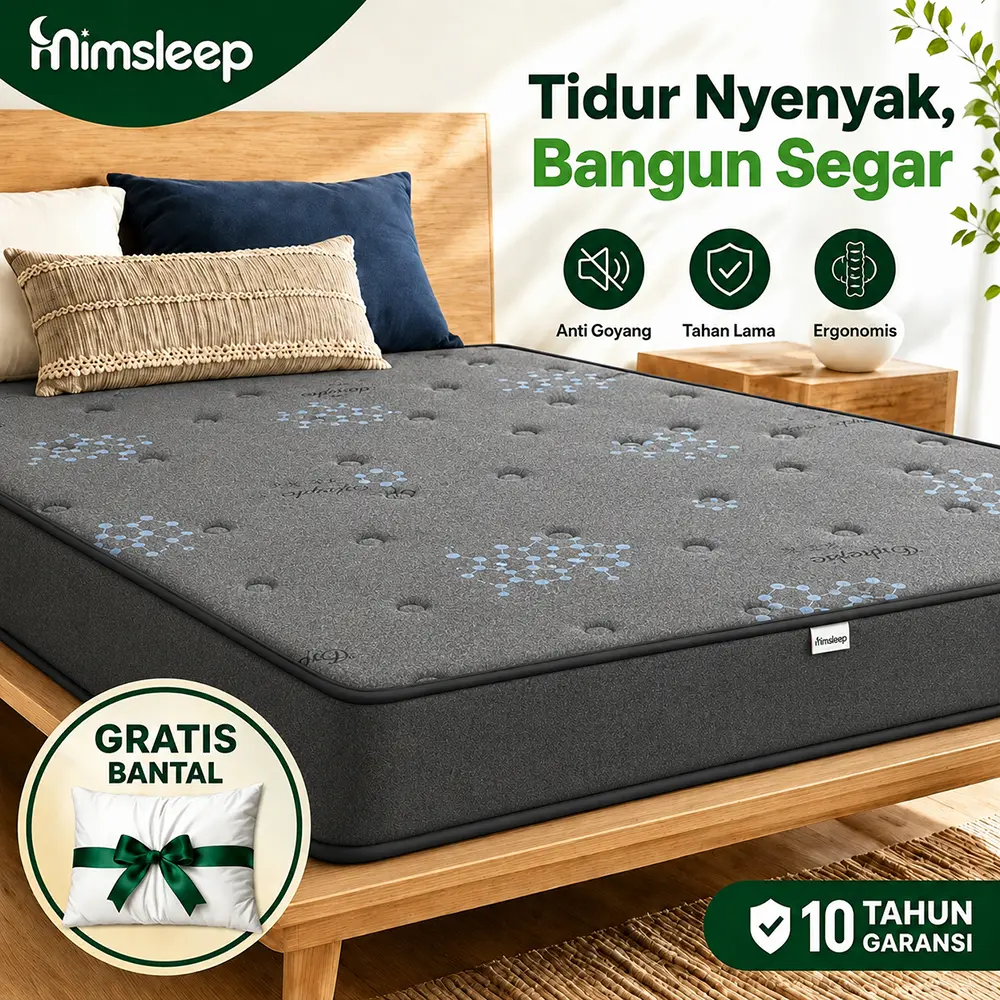Gratis Bantal Kasur Pegas Katun Saku Kain Ice Silk Dingin 20/26cm Kasur Springbed Independen Lantai Tidak Berisik Anti Debu Sangat Empuk Nyaman Kasur Pocket Spring 90/180cm Bisa COD Furniture