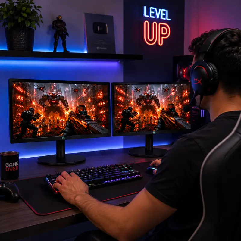 Kit 2 Monitores Brazil PC 19" LED HD+ 1600x900 75Hz HDMI VGA Preto | Setup Profissional para PC, Home Office e Multitarefas