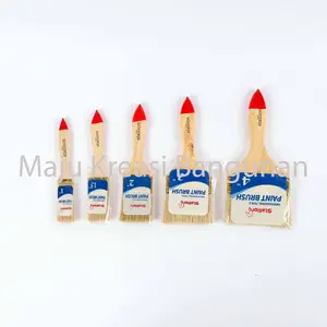 Maju Kreasi Bangunan - Kuas Gagang Kayu 633 / Kuas Cat Murah Kayu 1" 1,5" 2" 3" 4" Merk Random Merah Paint