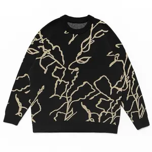 Kaos SWEATER Line Abstrak Oversize Pria Wanita Atasan Rajut Premium Rajut Premium Store Knitwear Panjang Unisex