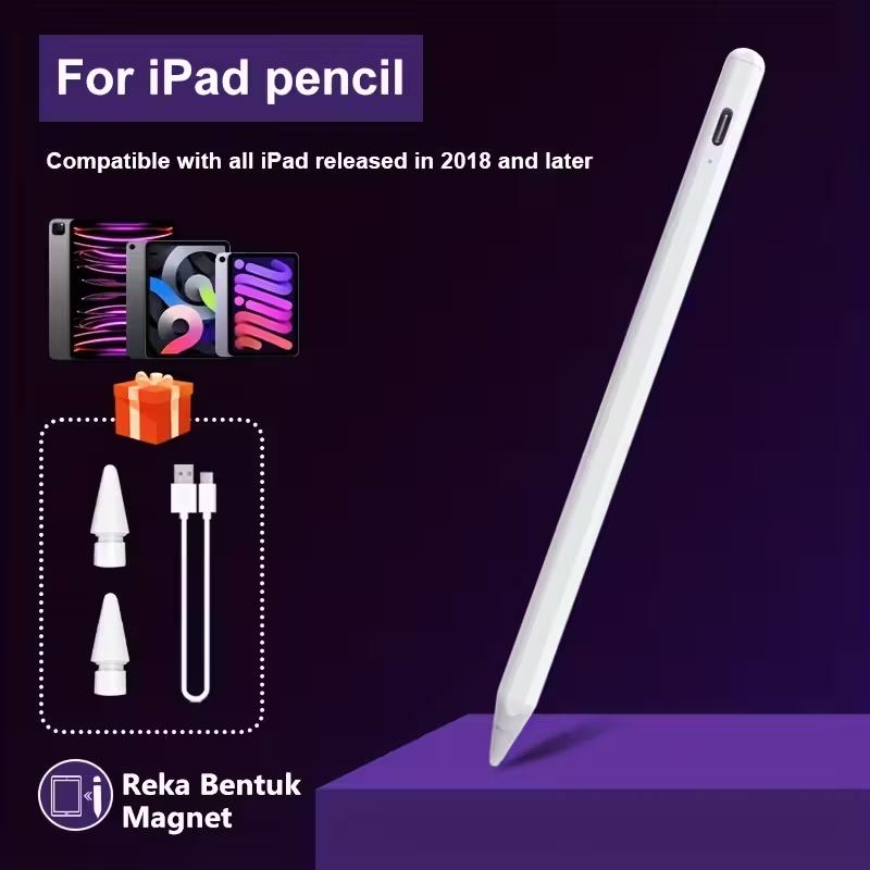 Bút Stylus cho iPad thế hệ 11 A16, Air thế hệ 10 và 6, Pro 12.9 inch, Pro 11 inch thế hệ 9 đến thế hệ 1, Mini thế hệ 7 và 6 từ năm 2018 đến 2025, tích hợp cảm biến loại bỏ lòng bàn tay, bút stylus viết trên màn hình cảm ứng (đồ dùng không tương thích với