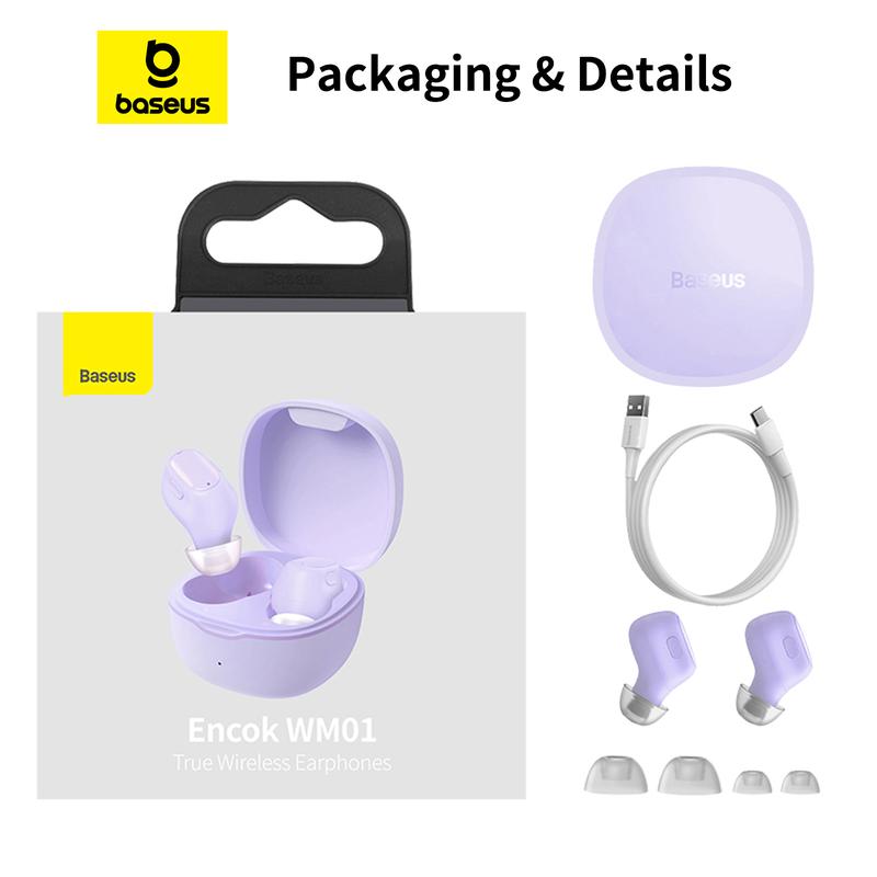 Baseus Encok WM01 True Wireless Bluetooth Earphone Pengurangan Kebisingan Tahan Air Mini Earbuds TWS Headphones Biru 9