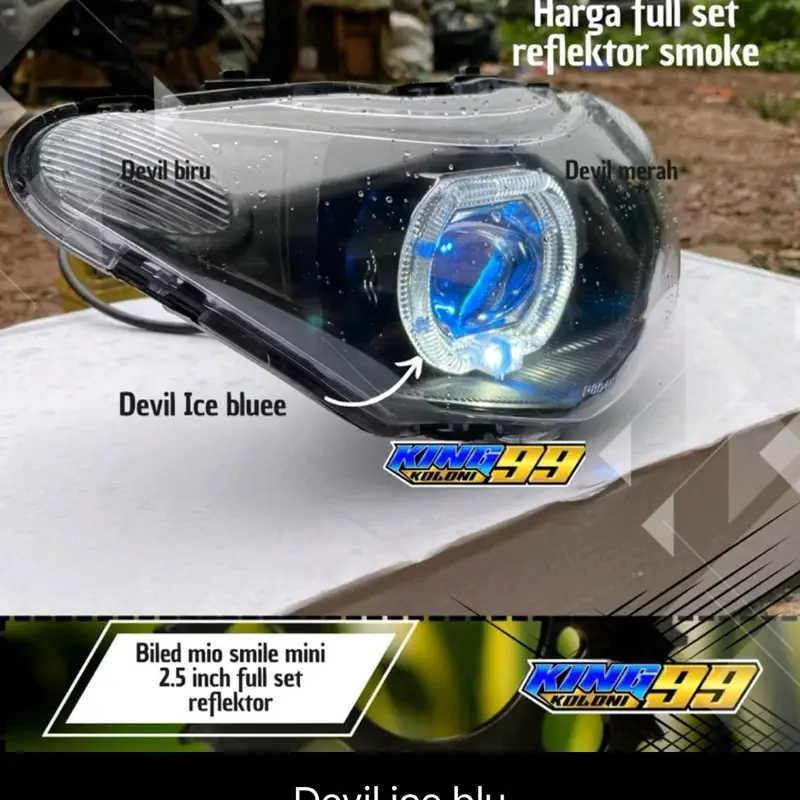 reflektor lampu depan y-mio new smile sporty plus billed proji ala ala 2,5 inci variasi warna devil Motorcycle 4