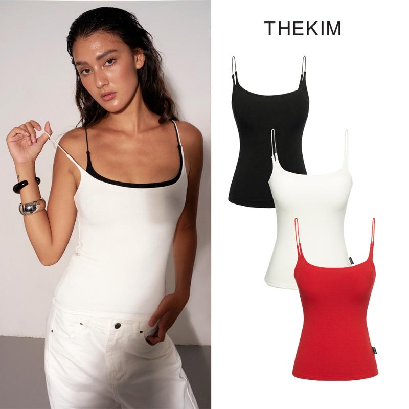 THEKIM Áo 2 dây sợi bún quai nhọn ( có mút ) cotton may 2 lớp , áo hai dây cho nữ ôm body A105