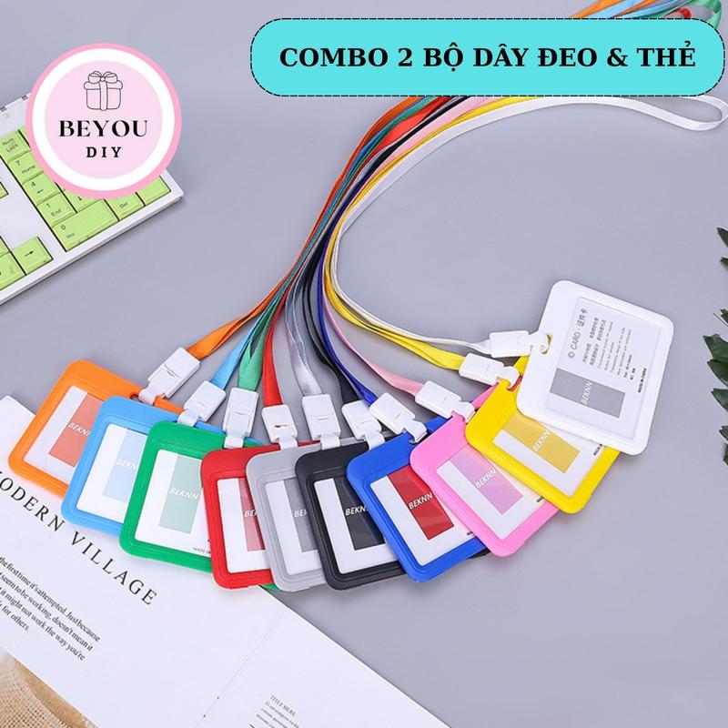 Combo 2 Thẻ Đeo Nhân Viên Học Sinh Kèm Dây Đeo, Thẻ Nhựa, Bền Đẹp Tiện Lợi pcs